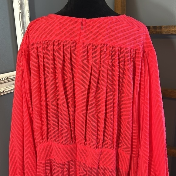 ASOS DESIGN Curve pleated batwing midi dress chevron texture Magenta sz 24 NWT - Picture 12 of 16